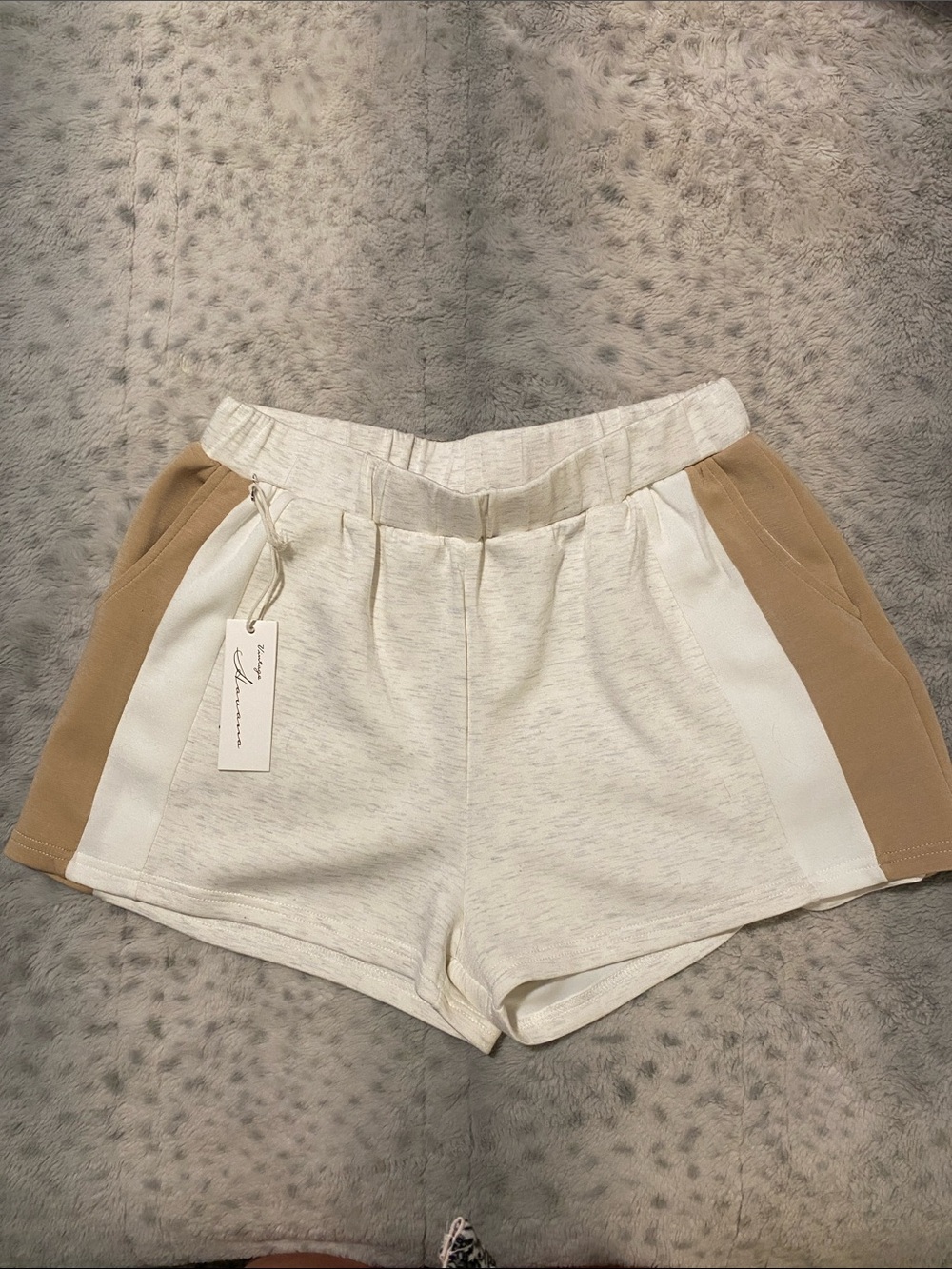 Vintage Havana Cream Shorts with Tan Side Panels
